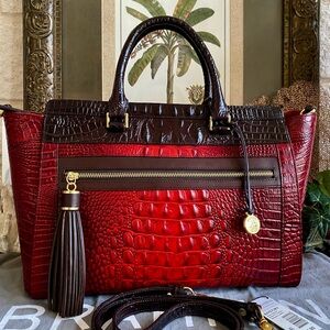 ♥️RARE RUBY TRI-TEXTURE ANNE Brahmin XL Satchel